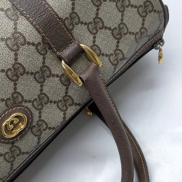 Authentic Gucci Vintage Brown PVC Hand Bag mn388-112725 - Picture 7 of 16